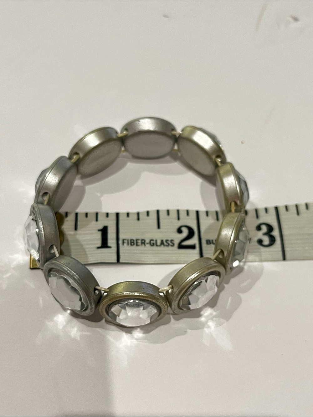 Crystal Disc Stretch Bracelet - Clear Crystal on Silver set $12 - Picture 4 of 6